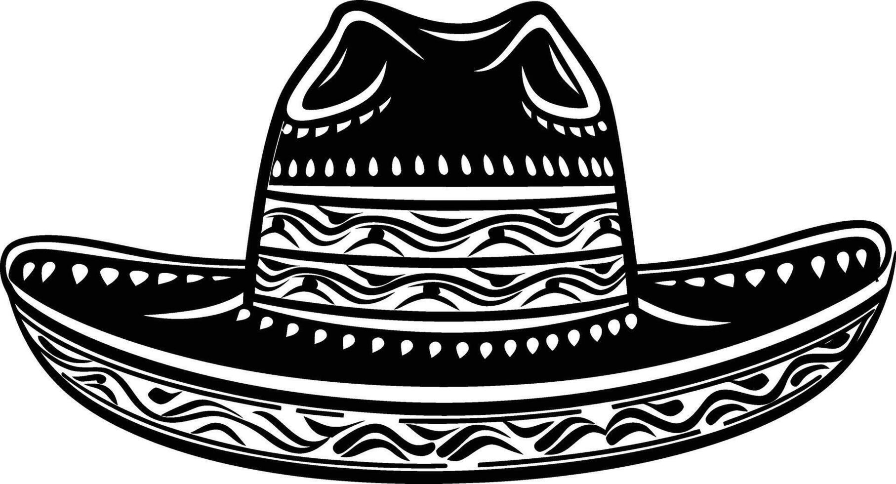 AI generated Silhouette mexican hat sombrero black color only vector