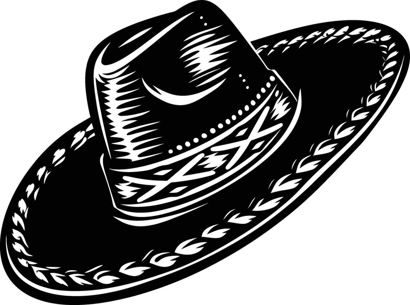 ai generado silueta mexicano sombrero sombrero negro color solamente vector