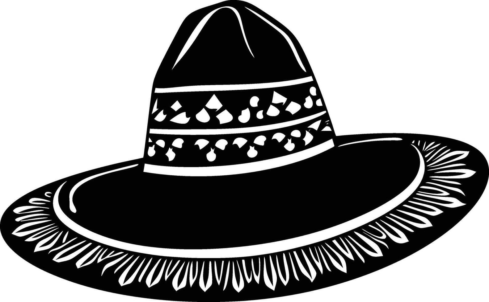 AI generated Silhouette mexican hat sombrero black color only vector