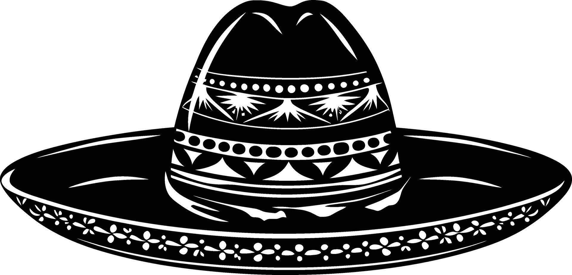 ai generado silueta mexicano sombrero sombrero negro color solamente vector