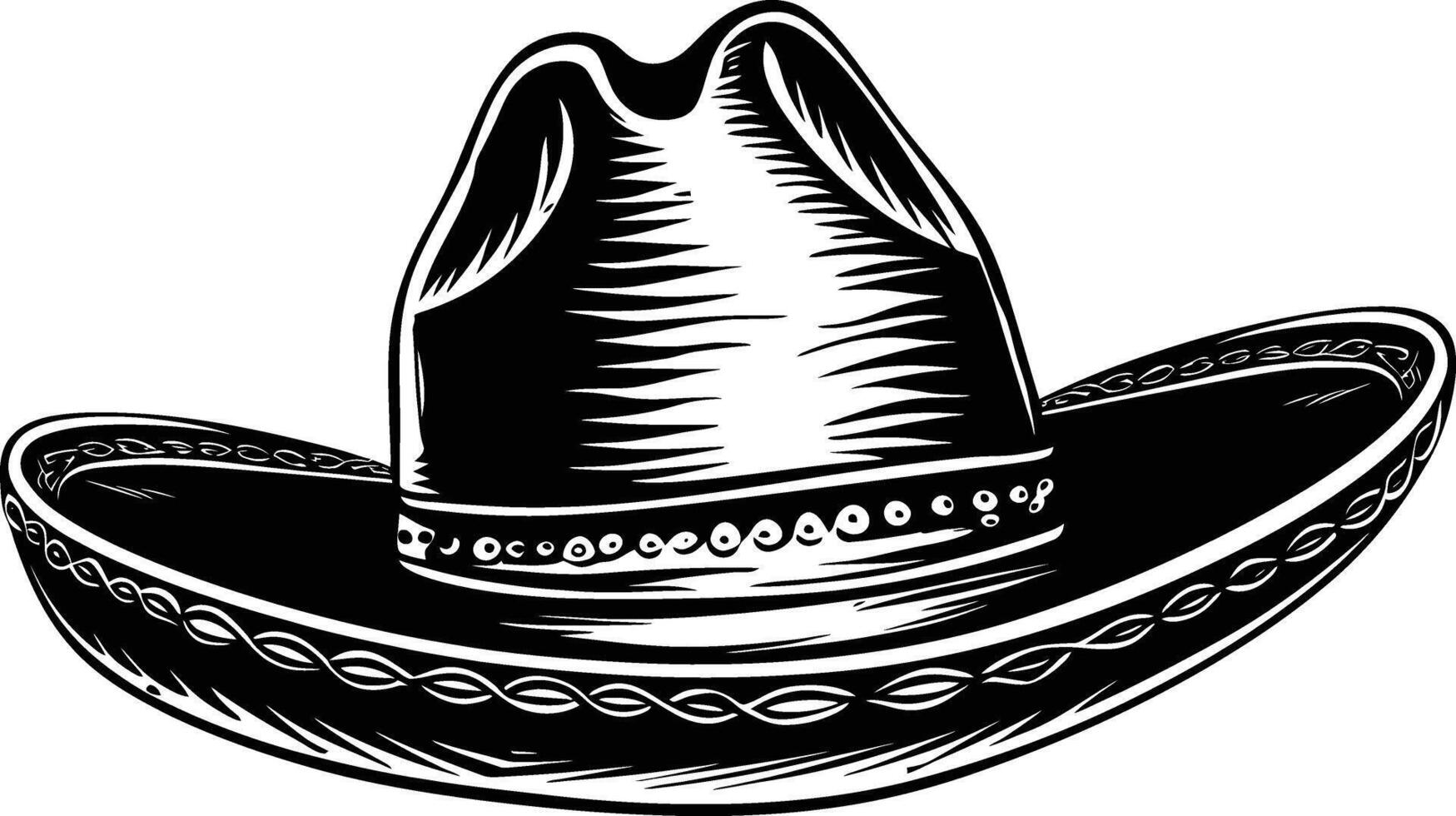 AI generated Silhouette mexican hat sombrero black color only vector