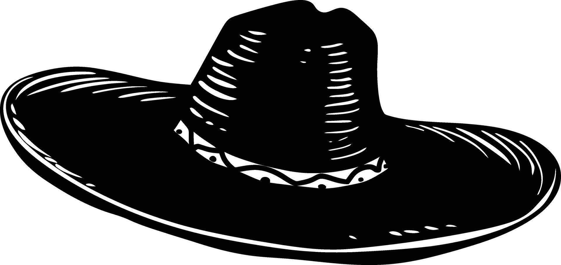 AI generated Silhouette mexican hat sombrero black color only vector
