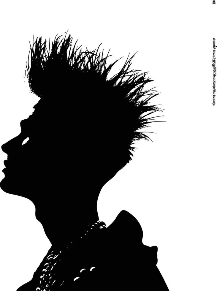 AI generated Silhouette punk man head skin head black color only full body vector