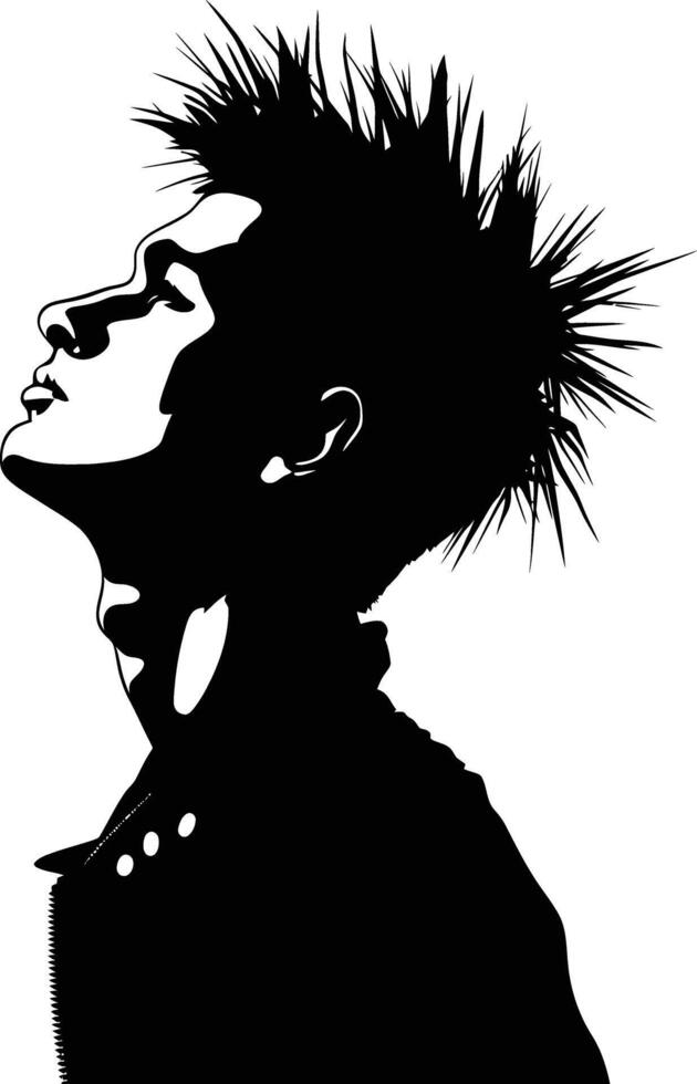 AI generated Silhouette punk man head skin head black color only full body vector