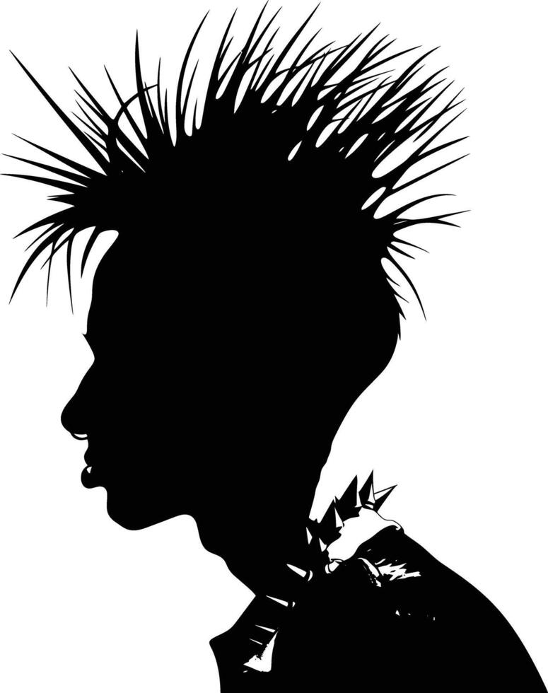 ai generado silueta punk hombre cabeza piel cabeza negro color solamente lleno cuerpo vector