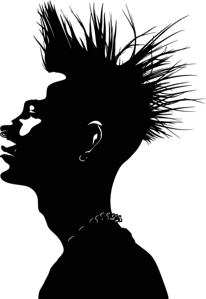 AI generated Silhouette punk man head skin head black color only full body vector