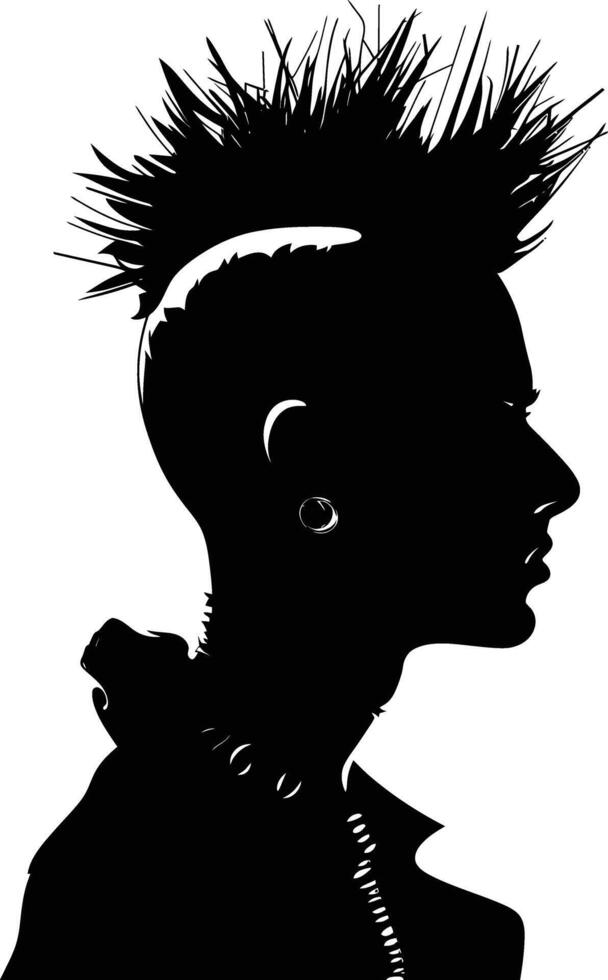 AI generated Silhouette punk man head skin head black color only full body vector