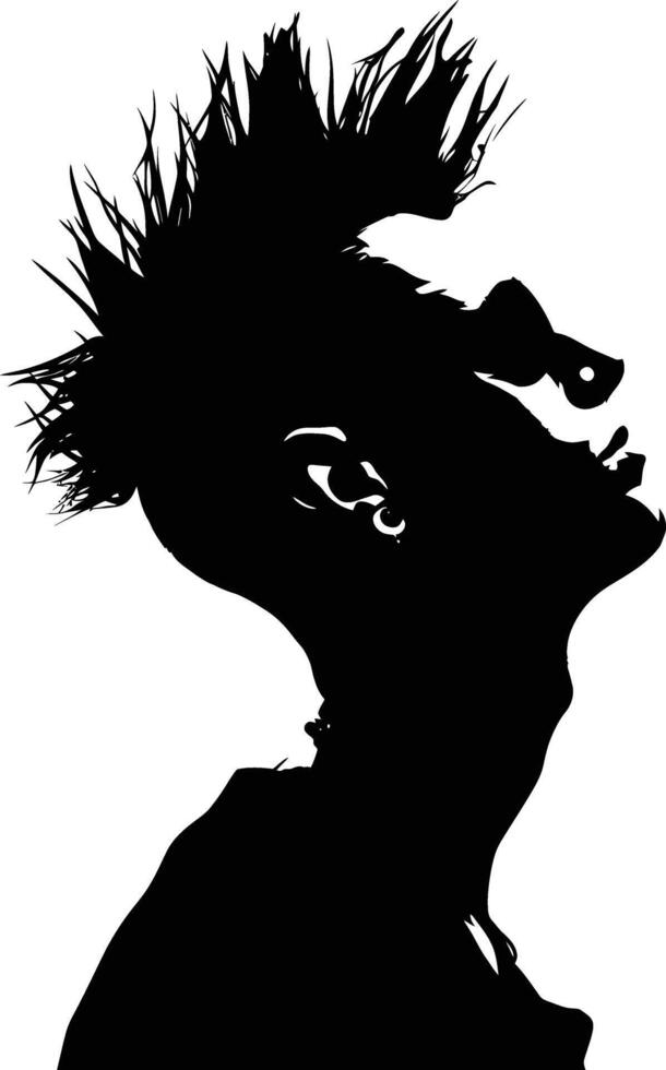 ai generado silueta punk hombre cabeza piel cabeza negro color solamente lleno cuerpo vector