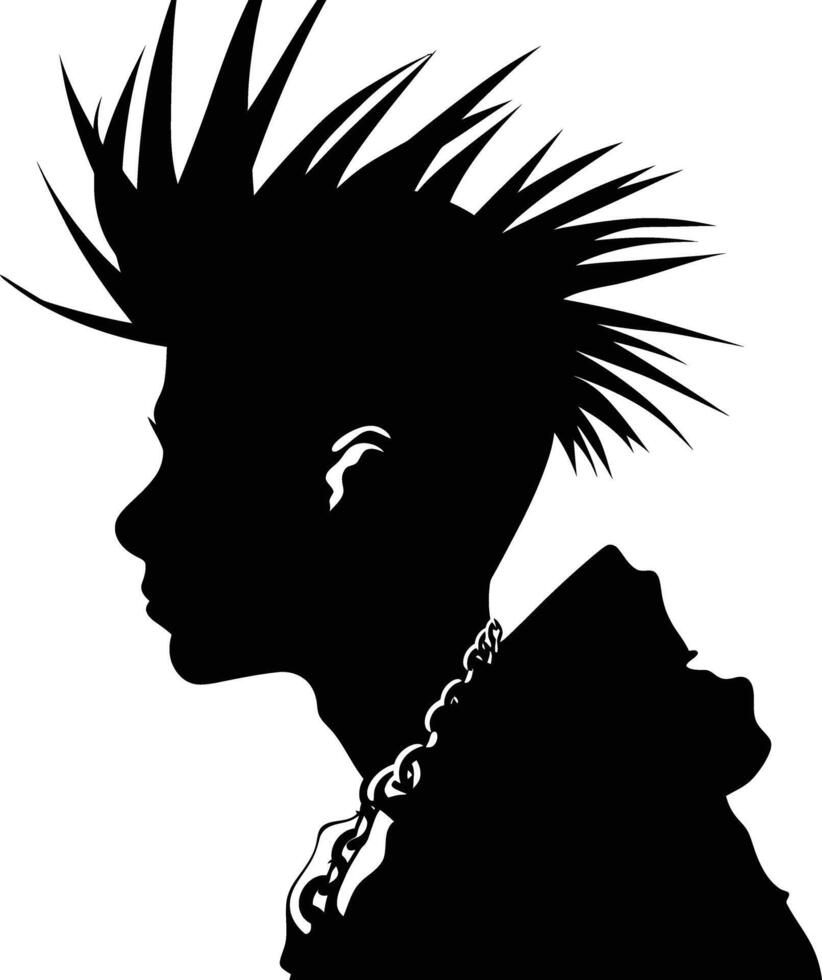 AI generated Silhouette punk man head skin head black color only full body vector