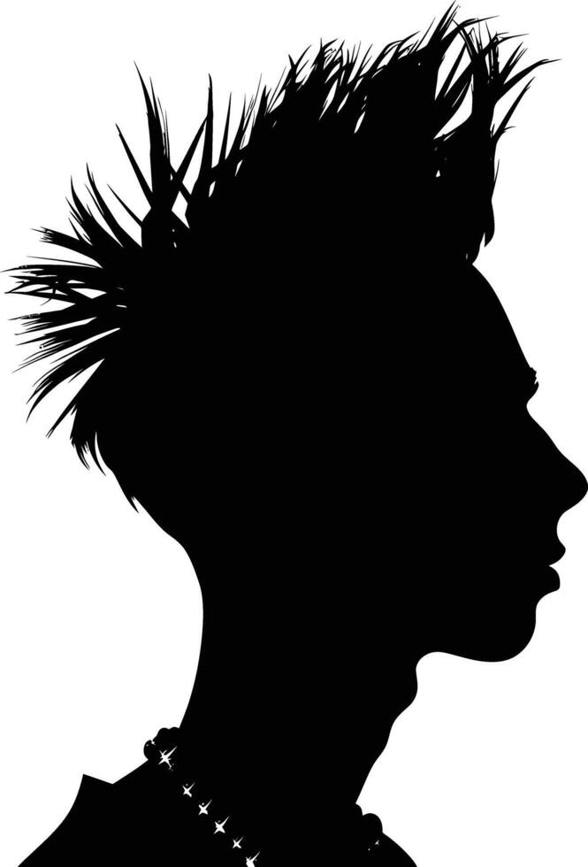 AI generated Silhouette punk man head skin head black color only full body vector