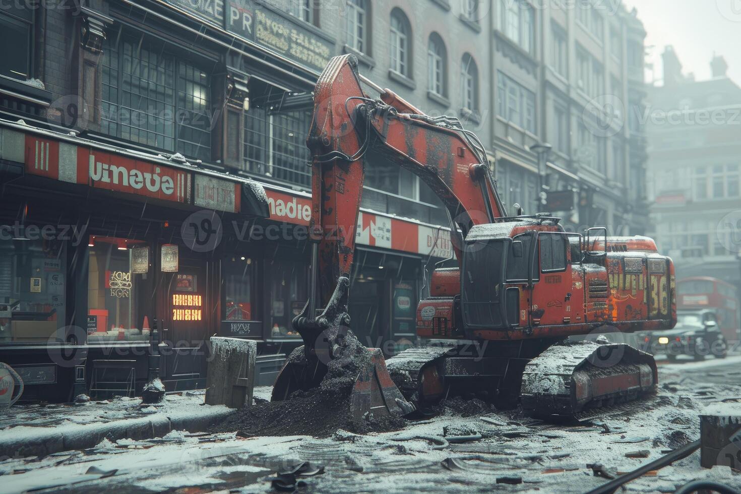 AI generated An excavator digging dirt on a construction professional photography photo