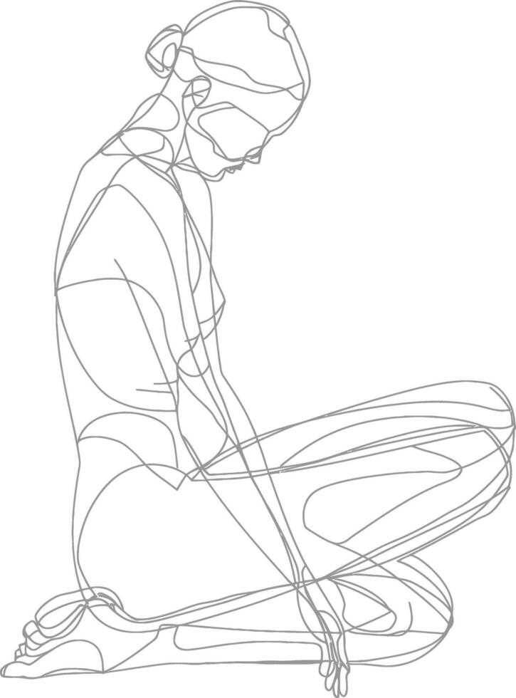 AI generated aesthetic woman with continuous line art style black color only vector