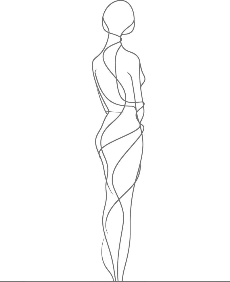 AI generated aesthetic woman with continuous line art style black color only vector