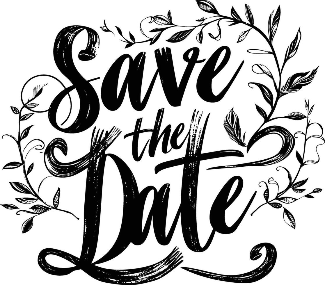 AI generated typography art save the date word for wedding invitation element vector