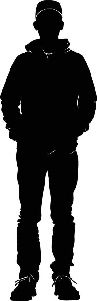 AI generated Silhouette man full body black color only vector