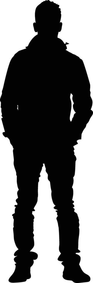 AI generated Silhouette man full body black color only vector