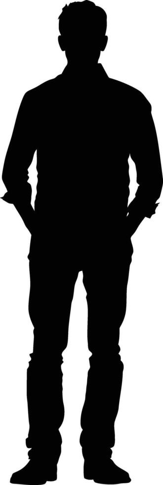 AI generated Silhouette man full body black color only vector