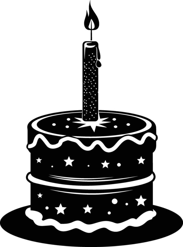 AI generated anniversary cake with number one shaped candle black color only vector