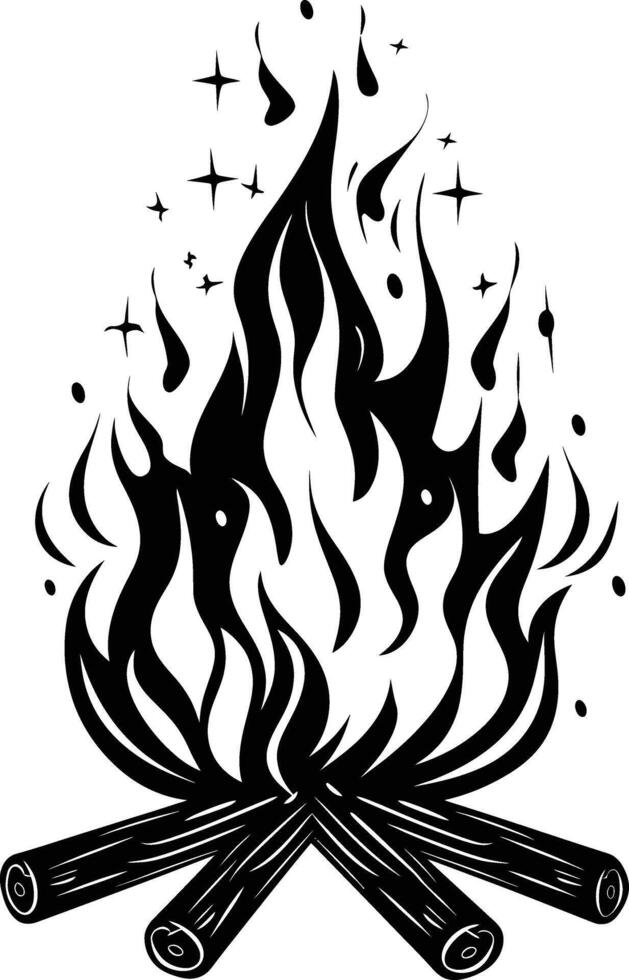 AI generated Silhouette bonfire simple style black color only vector