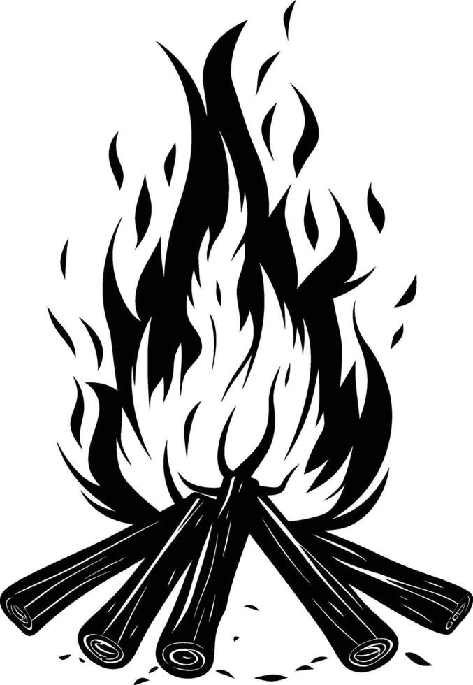 AI generated Silhouette bonfire simple style black color only vector