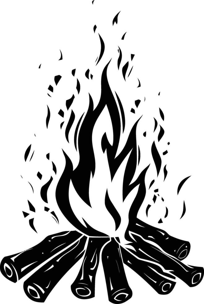 AI generated Silhouette bonfire simple style black color only vector