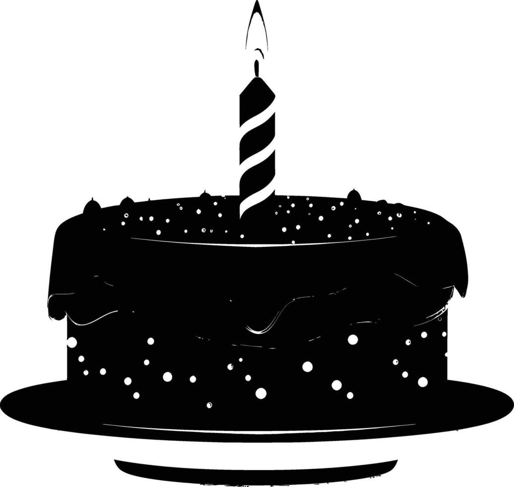 AI generated anniversary cake with number one shaped candle black color only vector