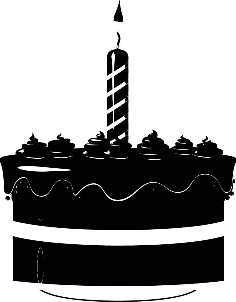 AI generated anniversary cake with number one shaped candle black color only vector