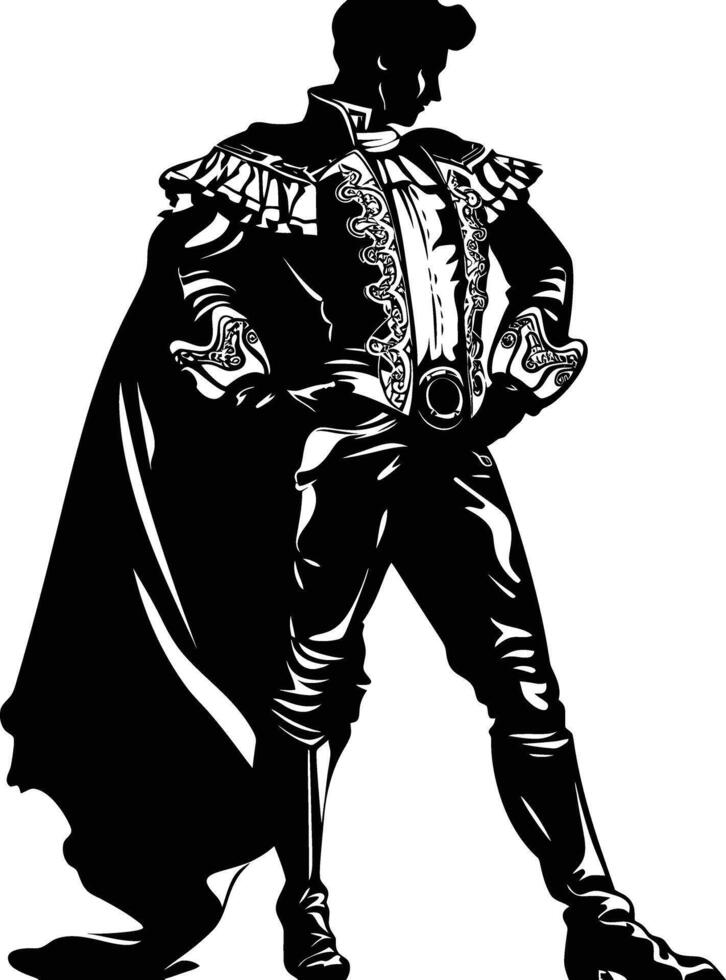 ai generado silueta matador negro color solamente lleno cuerpo vector