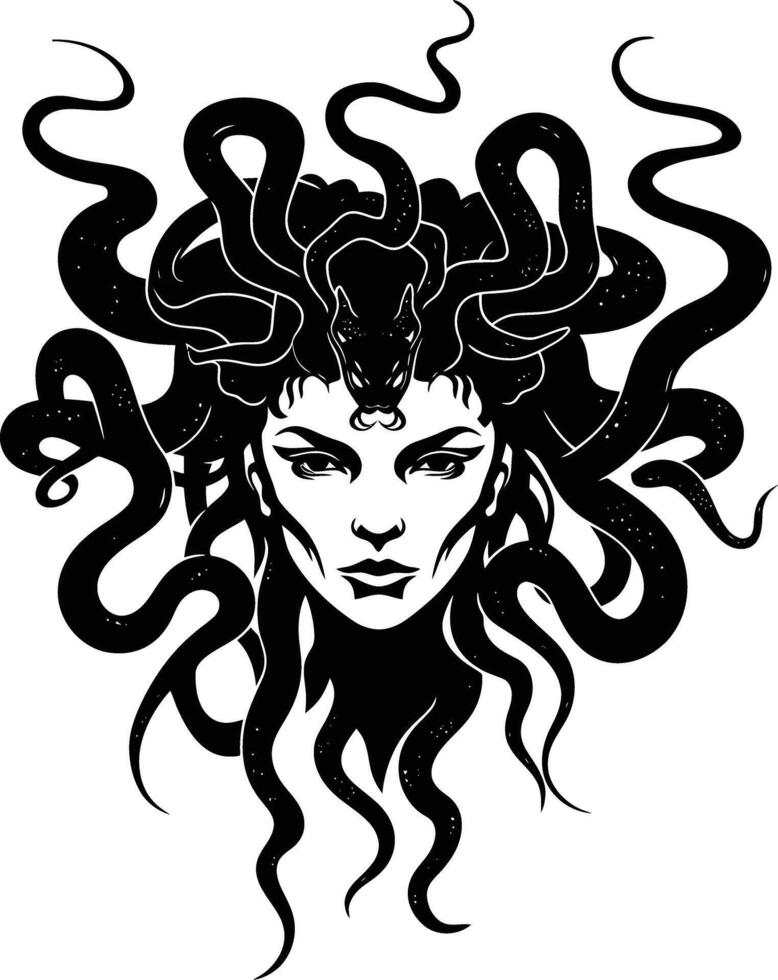 AI generated Silhouette Medusa the Mythical Creature With Hair of Snake vector