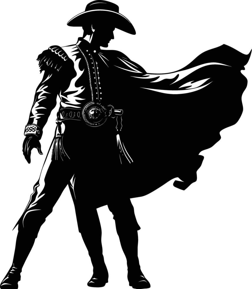 AI generated Silhouette matador black color only full body vector