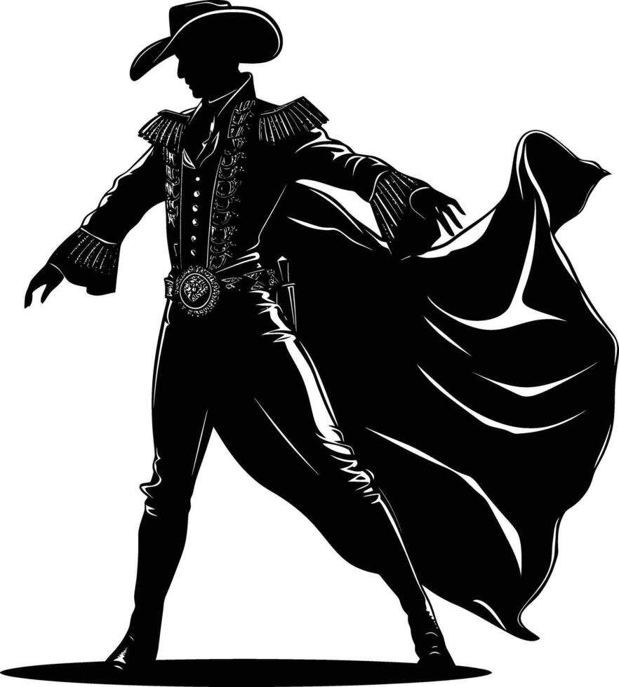 ai generado silueta matador negro color solamente lleno cuerpo vector