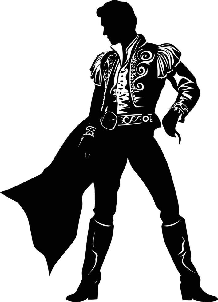 ai generado silueta matador negro color solamente lleno cuerpo vector