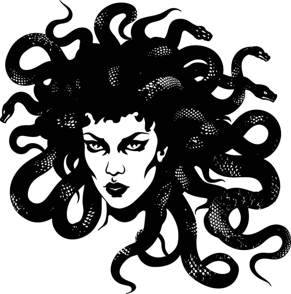 ai generado silueta medusa el mítico criatura con pelo de serpiente vector