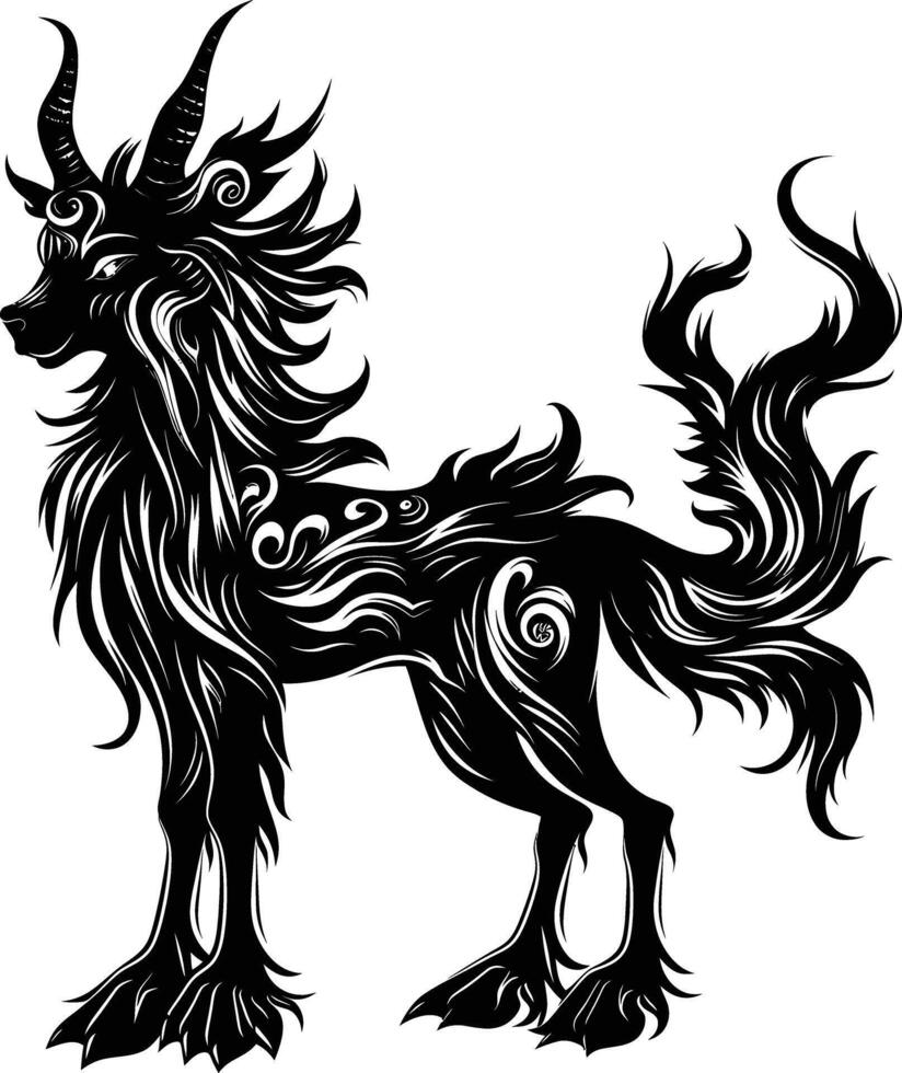 ai generado silueta Kirin el mítico criatura negro color solamente vector