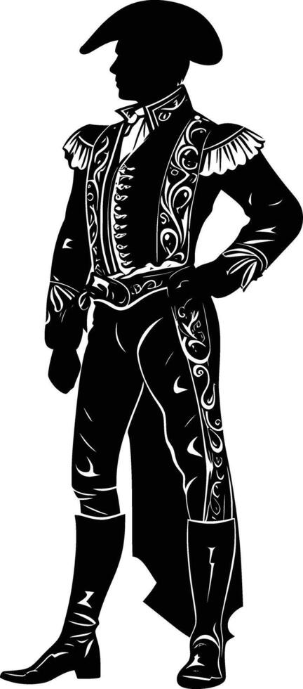 ai generado silueta matador negro color solamente lleno cuerpo vector