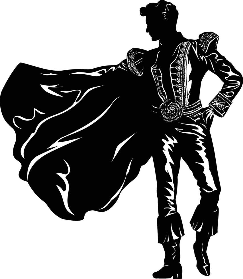 AI generated Silhouette matador black color only full body vector