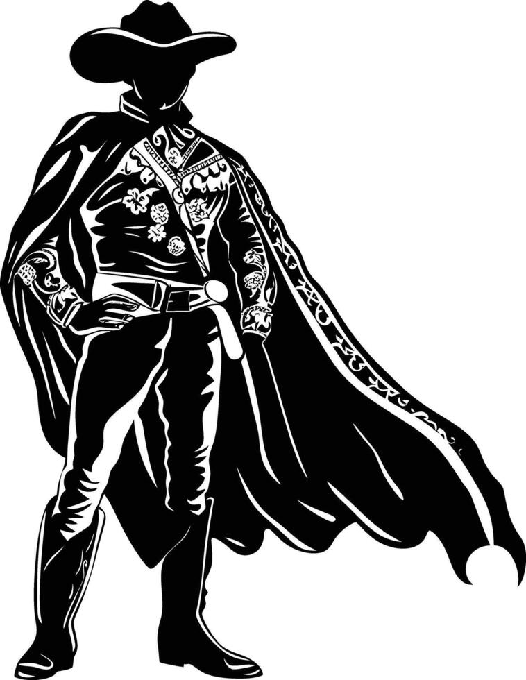 ai generado silueta matador negro color solamente lleno cuerpo vector