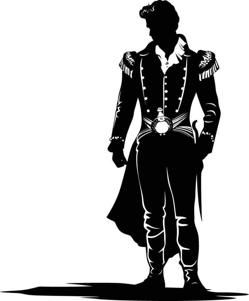 ai generado silueta matador negro color solamente lleno cuerpo vector