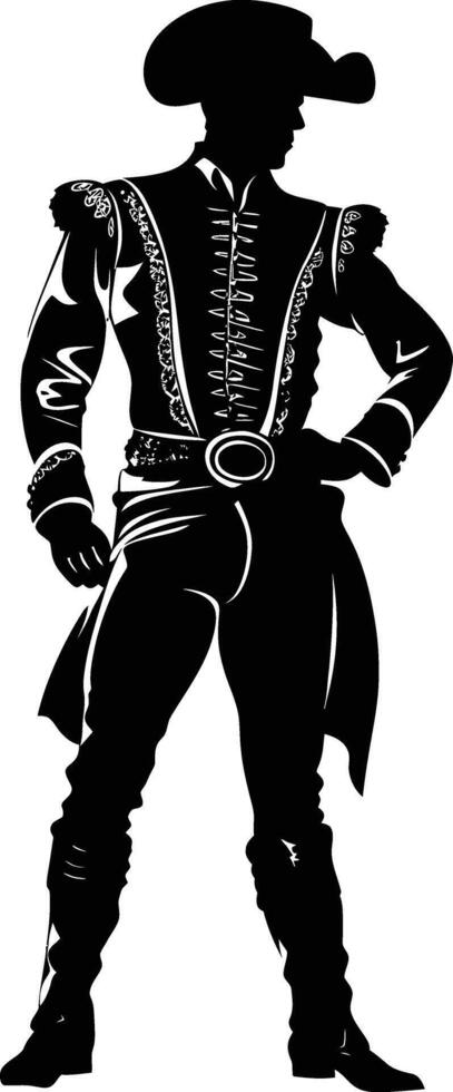 ai generado silueta matador negro color solamente lleno cuerpo vector