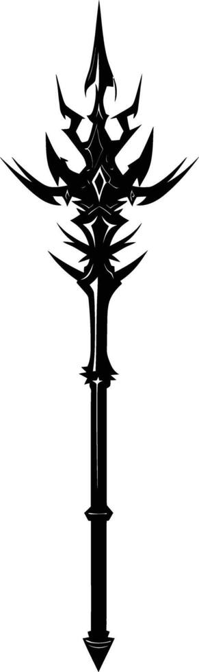 AI generated Silhouette mace weapon in mmorpg game black color only vector