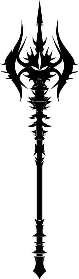 AI generated Silhouette mace weapon in mmorpg game black color only vector