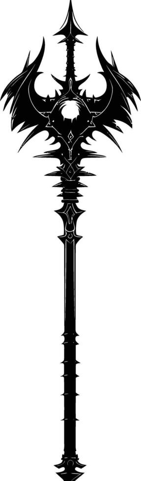 AI generated Silhouette mace weapon in mmorpg game black color only vector