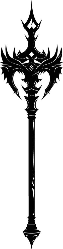 AI generated Silhouette mace weapon in mmorpg game black color only vector