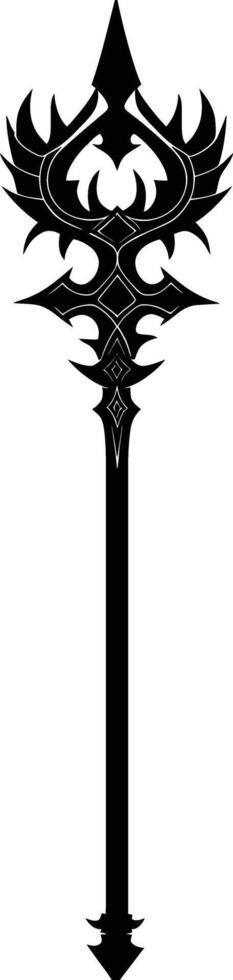 AI generated Silhouette mace weapon in mmorpg game black color only vector