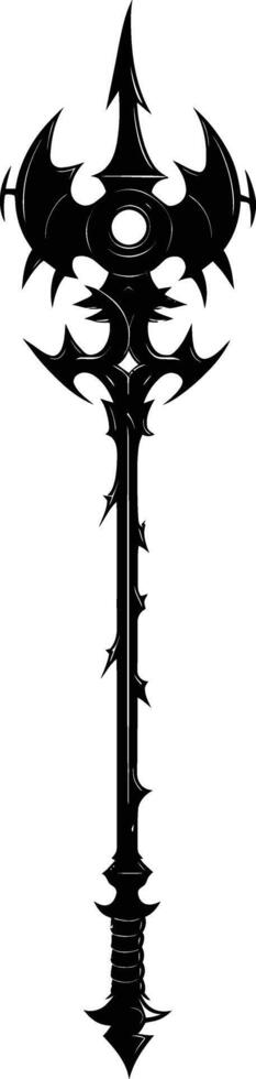 AI generated Silhouette mace weapon in mmorpg game black color only vector