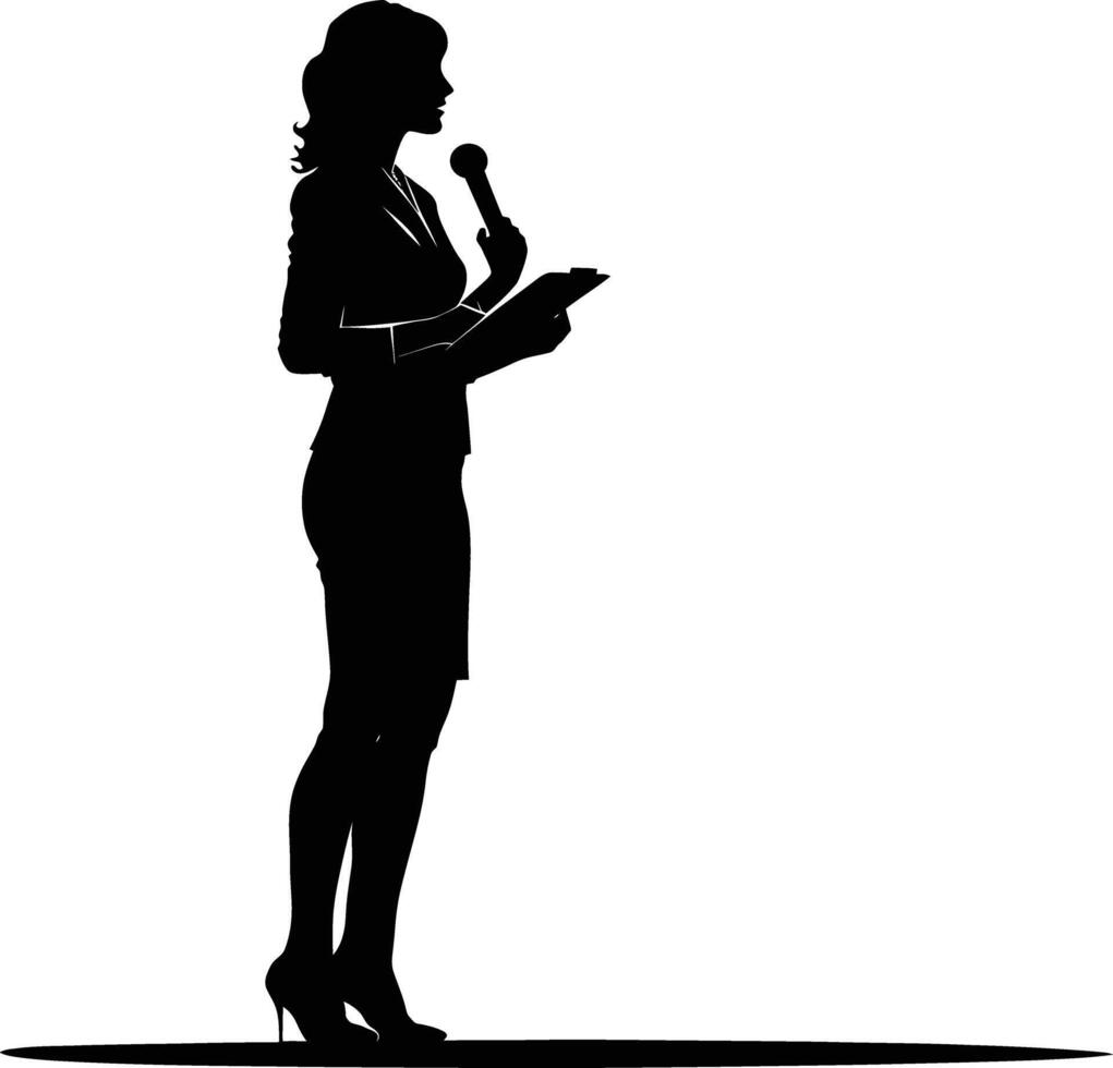 AI generated Silhouette Business Woman Making Presentation black color only vector