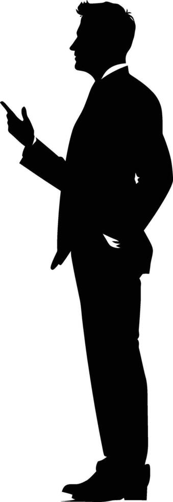 AI generated Silhouette Business Man Making Presentation black color only vector