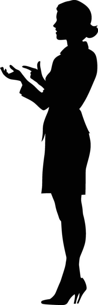 AI generated Silhouette Business Woman Making Presentation black color only vector