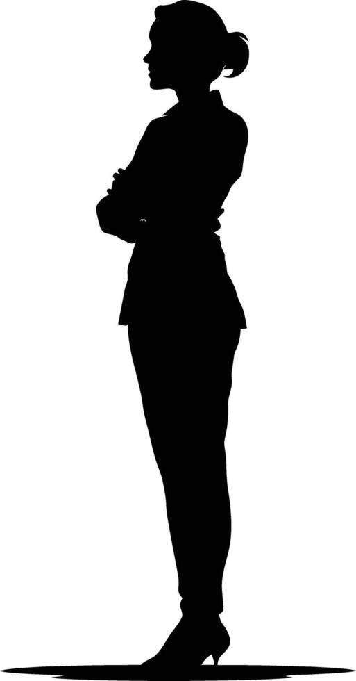 AI generated Silhouette Business Woman Making Presentation black color only vector