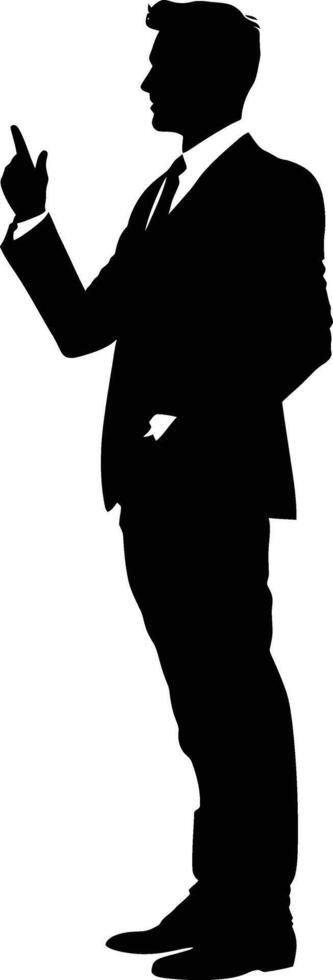 AI generated Silhouette Business Man Making Presentation black color only vector